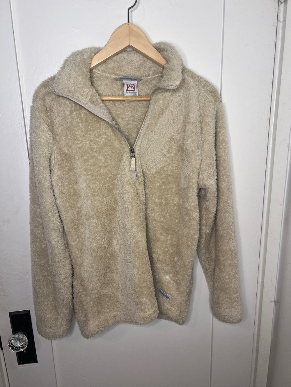 Avalanche Plush Teddy Half-Zip Jacket in Beige